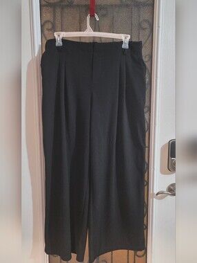 HALARA Womens 1x Black Pleated Wide-Leg Dress Pants